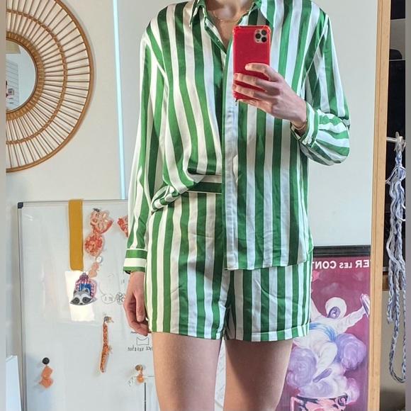 JUICY SIZE 10 SIZE L | twosie set | button up shirt with shorts | garden party - Picture 7 of 7
